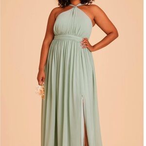 Elegant Halter Maxi Dress in Sage Green